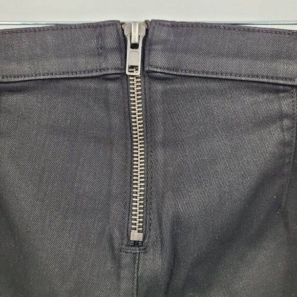 Lovers + Friends Denim Black Wax High Rise Skinny Jeans 30 Exposed Zipper Baddie - Picture 2 of 12